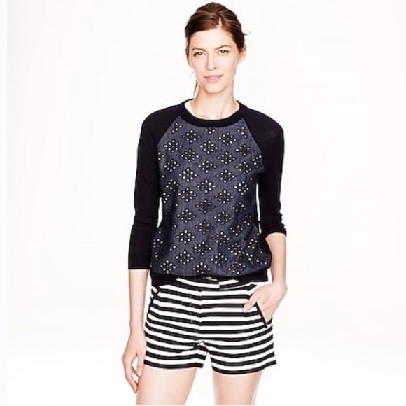 J. Crew Pants - J.Crew Textured Striped Shorts Navy
